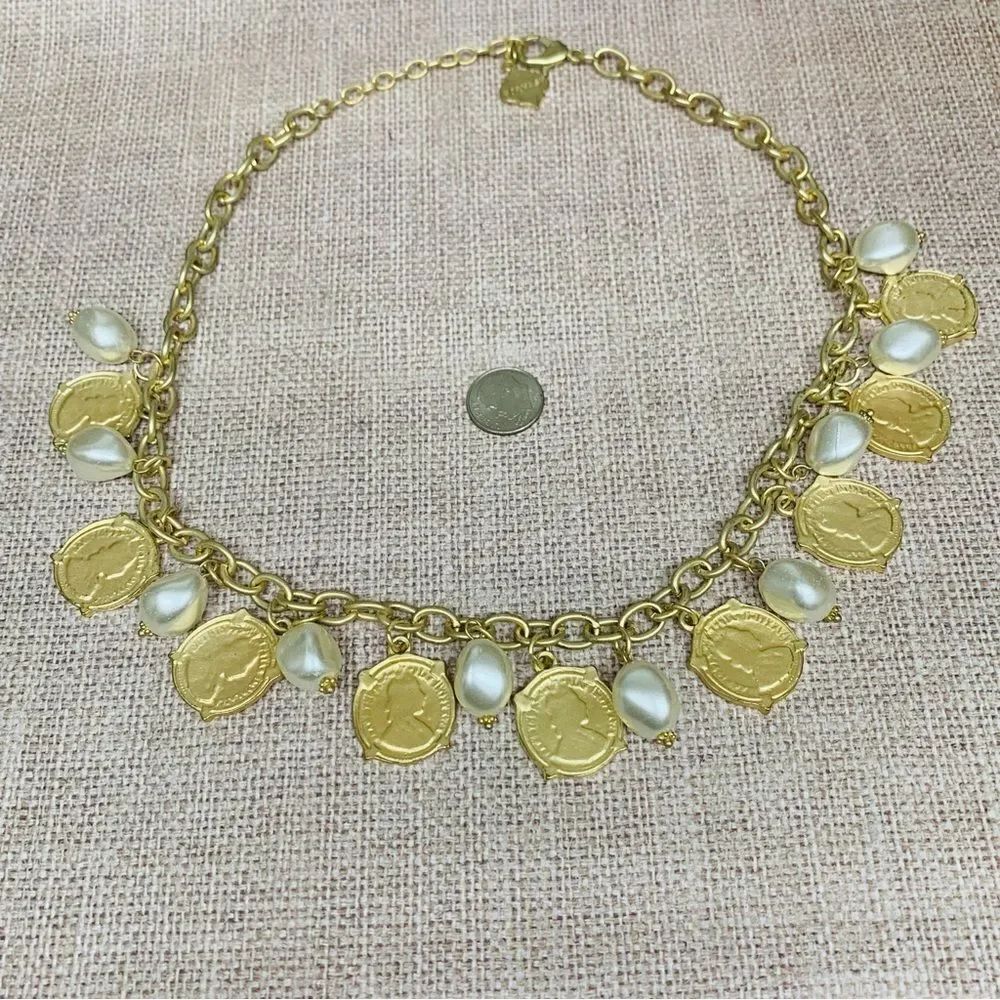 Fornash Gold Coin and Pearl Necklace